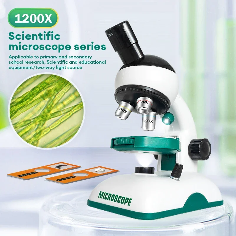 200X/600X/1200X Child Microscope Kit Portable Lab Microscopes Biological Science Educational Toy For Children Learn STEM Gifts