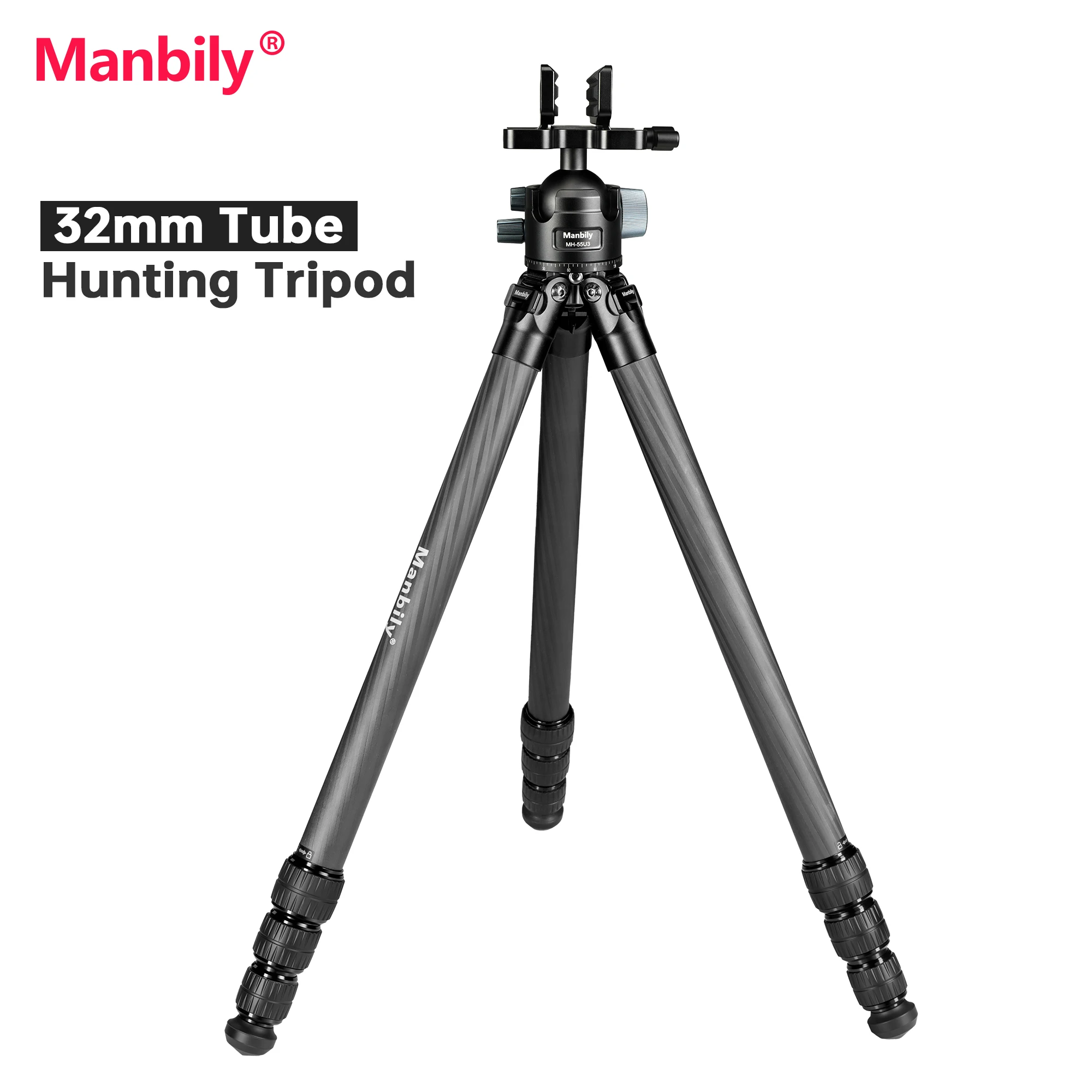 Manbily WZ-324 Carbon Fiber Tripods with 55mm Ballhead MH-55U3 Heavy Duty Outdoor Tripod for Shooting Max.Load 30kg