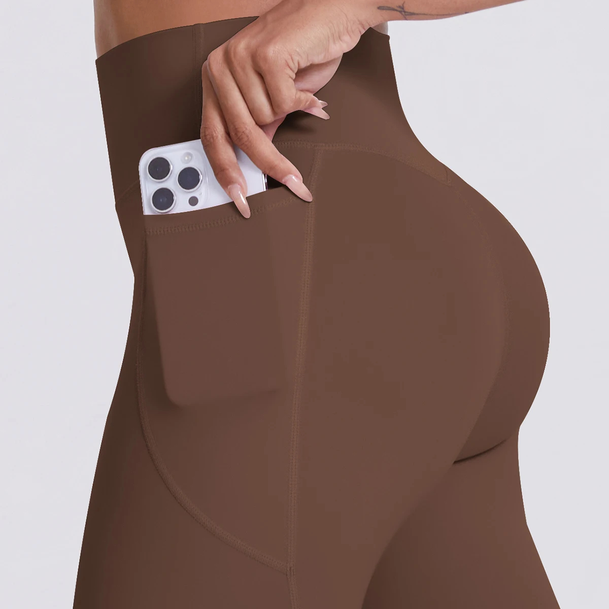 2-teiliges einfarbiges Sport-Yoga-Set für Damen, sexy, schräger Schulter-BH, Fitness-Top, Laufen, Radfahren, Taschen, Hosen, Fitnessstudio, Yoga-Set – Detail 8