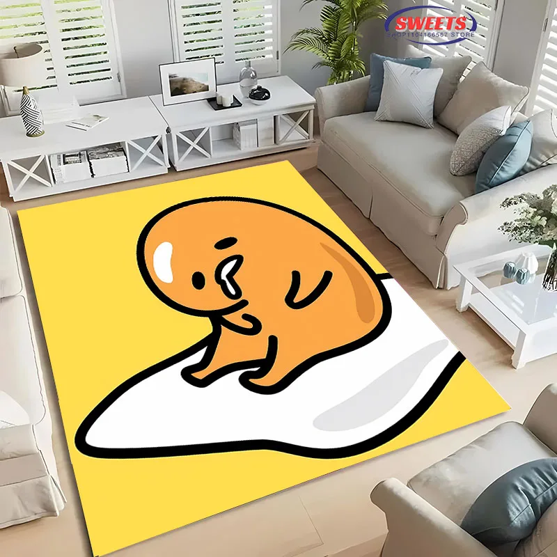 3D HD Printing Miniso Sanrio Gudetama Cartoon Carpet for Living Room Bedroom Mat Sofa Doormat Floor Rug Anti-slip Decor Mat Gift