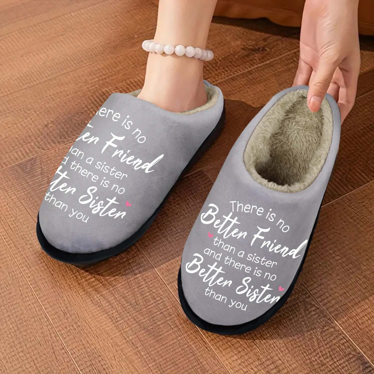 Gifts for Better Sister, Indoor/Outdoor Slippers, Soft Memory Foam House slippers, Comfy Fuzzy House Shoes, Rubber Non-Slip Sole