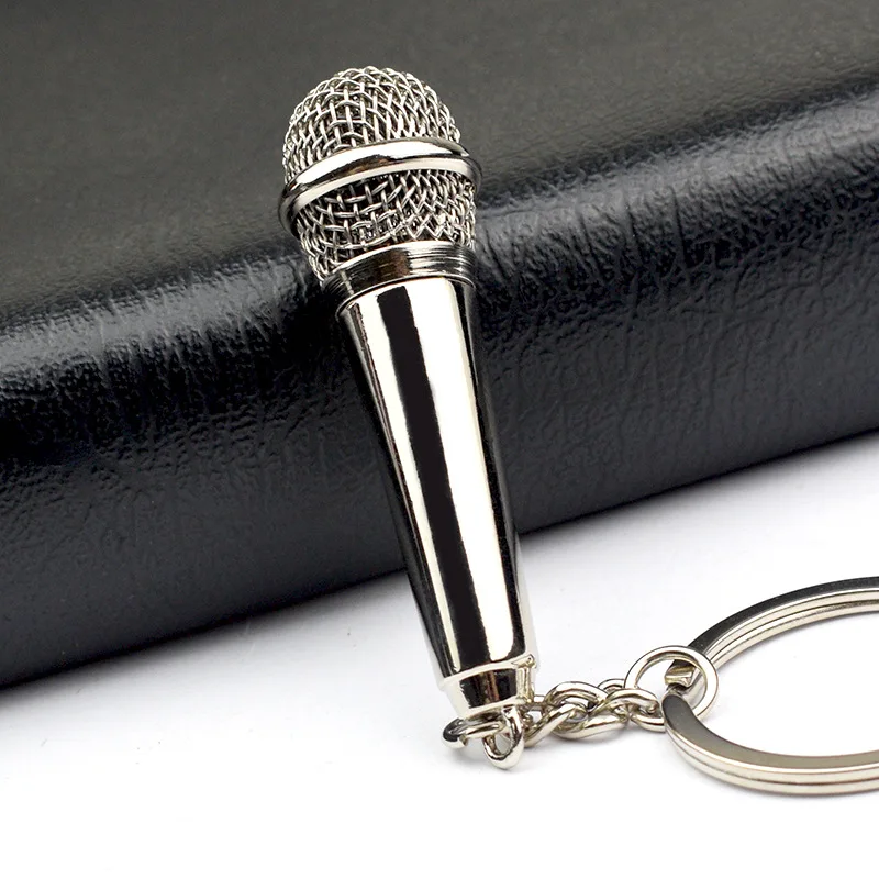 New Microphone Pendant Keychain Singer Rapper Music Lover Rock Keyring Men Women Bag Charm Accessories Bar Party Gifts
