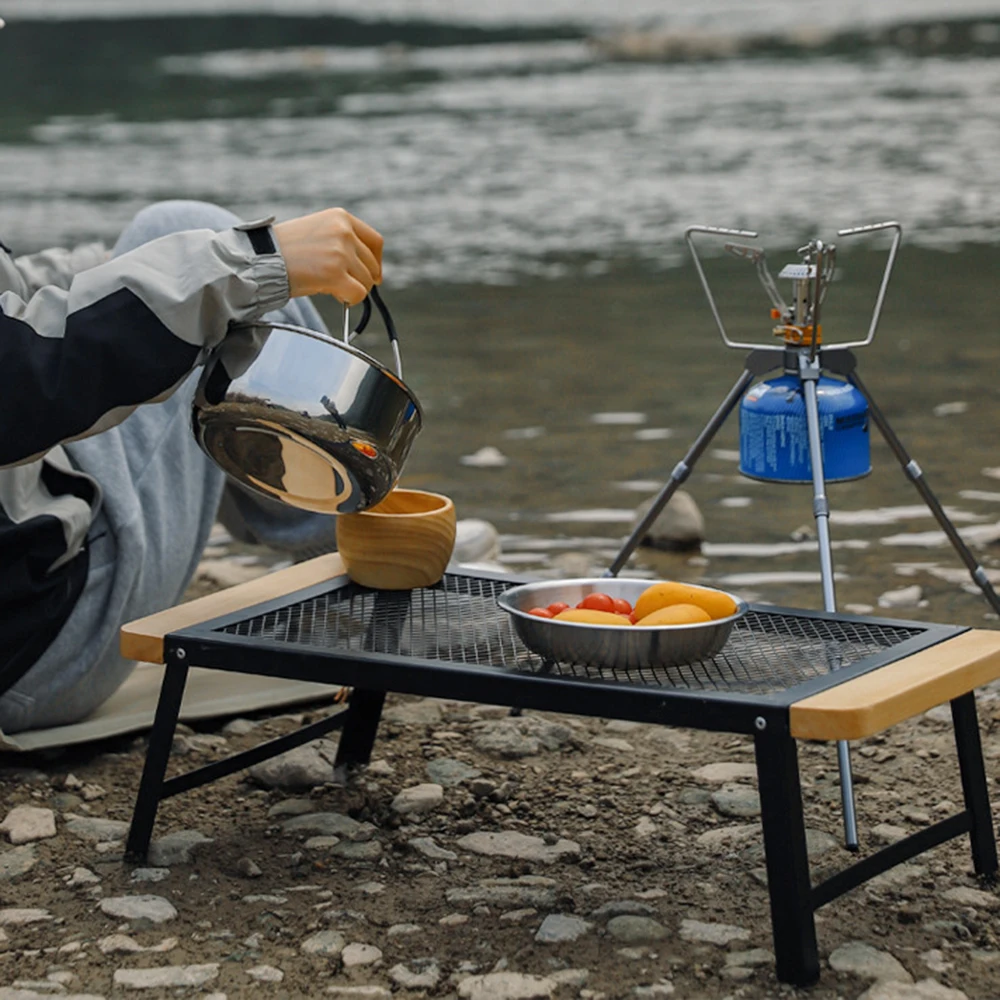 Folding Camping Grill Table, Portable Campfire Grill Steel Grate for Camp, Hiking, Picnic