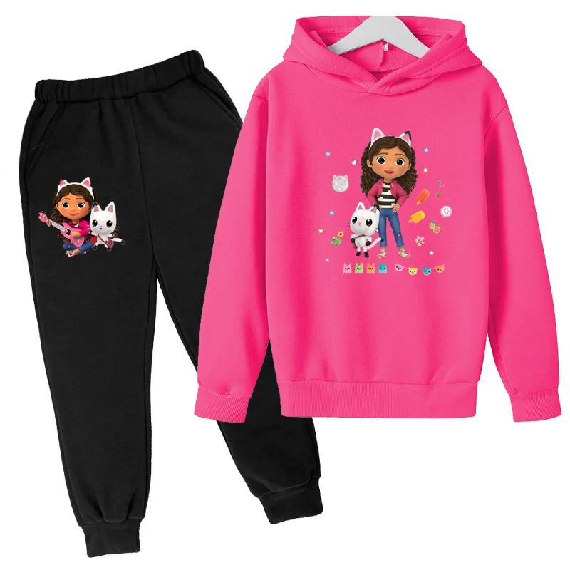 

Kids Cute Cartoon Print Gabby Spring and Fall Long Sleeve Sweatshirt Top + Pants 2P Clothes 3-12 Years Kids Casual Charming Set