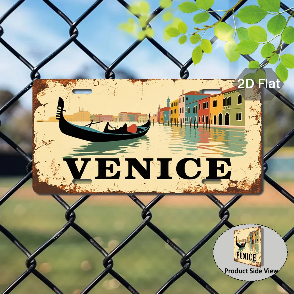 Venice Water City Inspiration 2D Flat Printing Vintage Aluminum Sign (29.97cm x 14.99cm), Decorative Exterior Wall Accessory