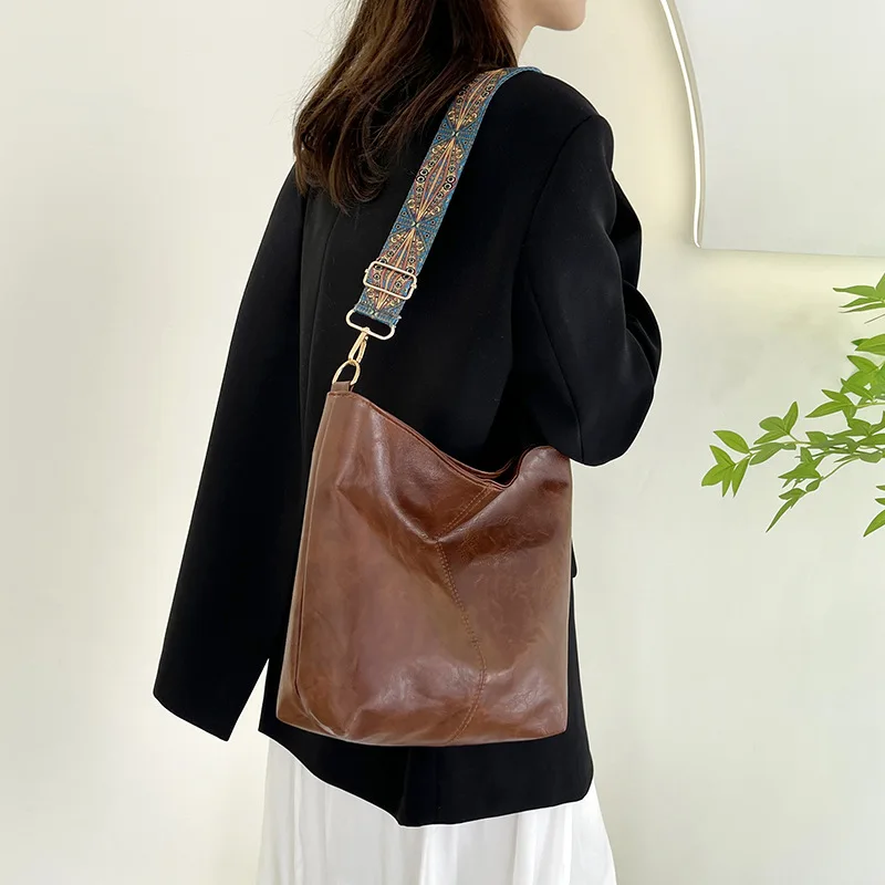 

Винтажная женская сумка из кожи с мраморным узором, большая вместительная сумка через плечо для повседневного использования и шопинга