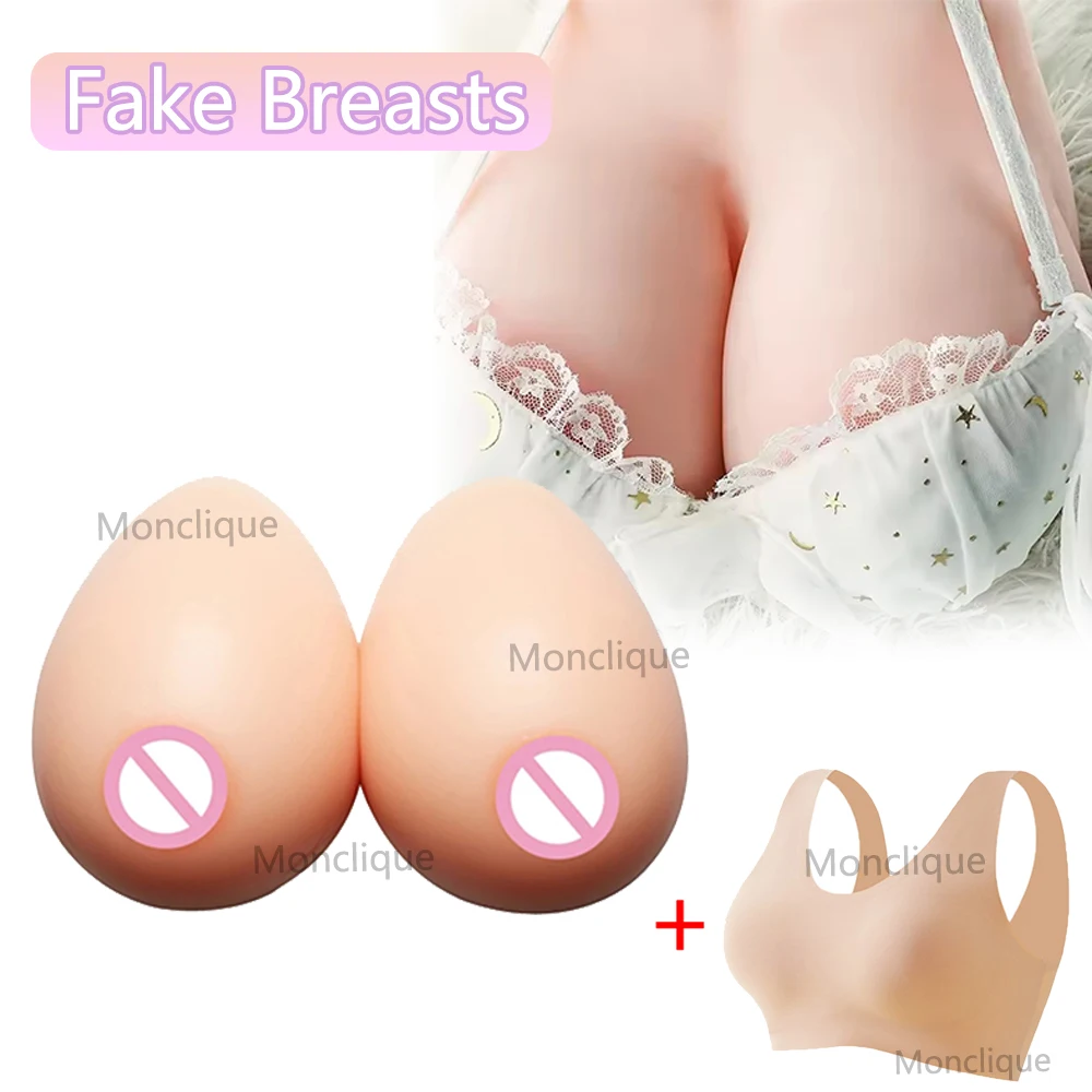 Sexy Silicone Fake Boobs Tits Realistic Soft Fake Breasts Artificial Chest Shaping Pad for Drag Queen Transgender Cosplay Party