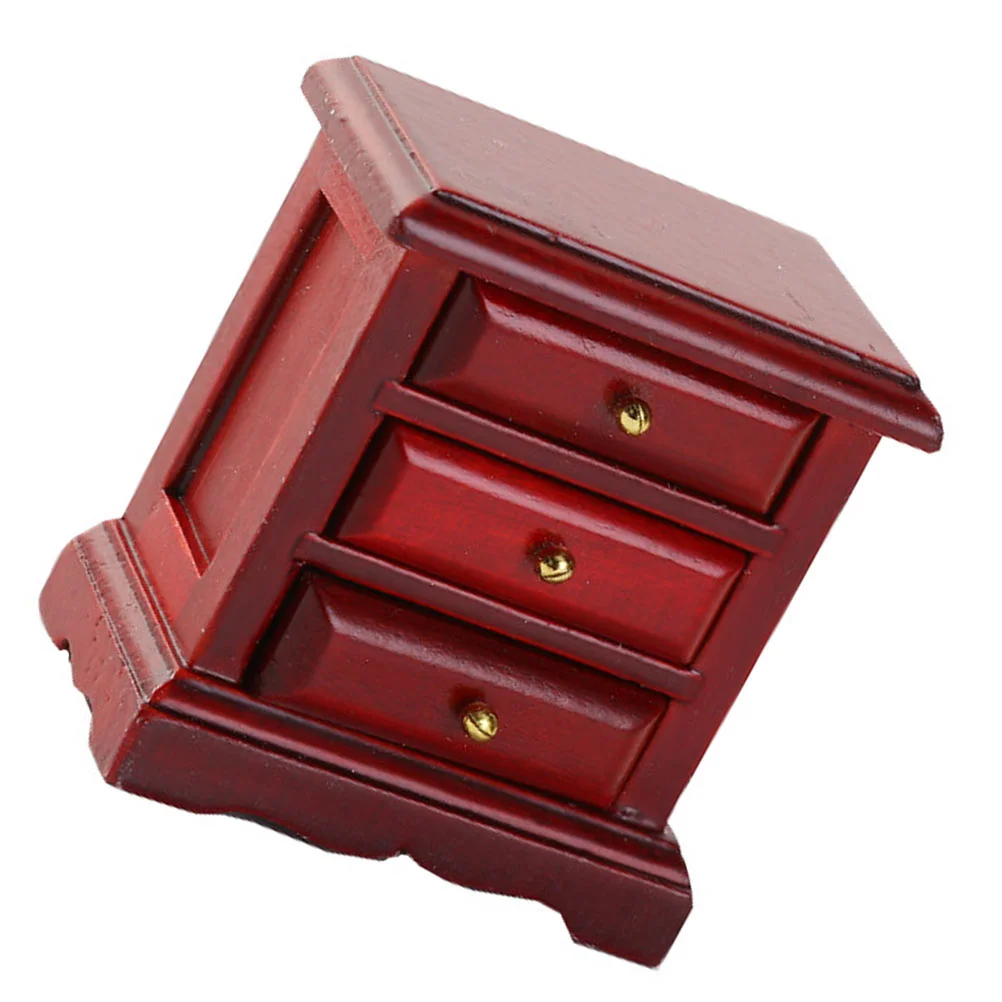 Dollhouse Chest of Drawers Model Decoration Miniature Bedside Table Cabinet Furniture Wooden