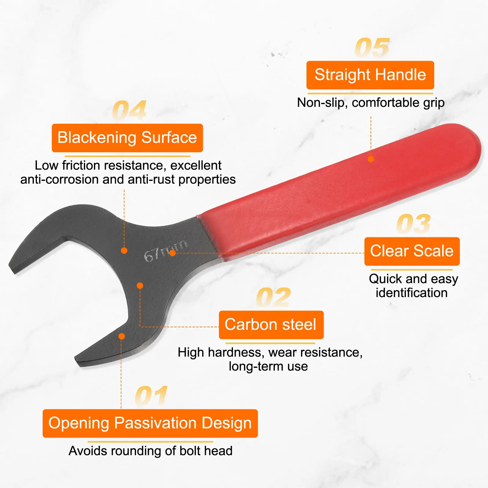 60mm-85mm Metric Single Open End Wrench 15 Degree Offset Angle U-Shaped Open Ended Spanner for Auto Repair Furniture Assembly