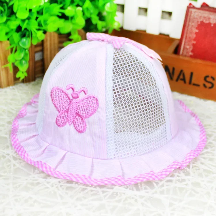 Fashion Top Selling Summer  Style for Girls Baby Cotton Caps Infant Sun Hats Cotton Baby Hats Baby Butterfly Hats DIY