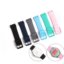 Silicone Watch Strap for Swatch Waterproof Sweat-Proof Soft Comfortable Multi-Color Rubber Men's Women's Watchband 17mm 19mm