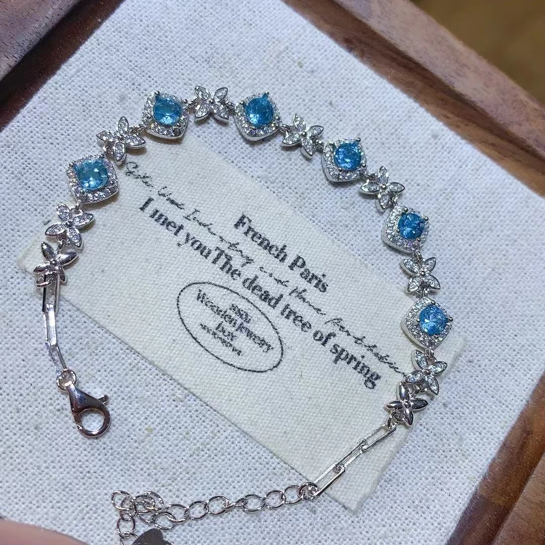 KJJEAXCMY Natural Topaz Bestseller Bracelet High Clarity Lustrous Color Locking S925 Silver Electroplated Jewelry Gift for Women