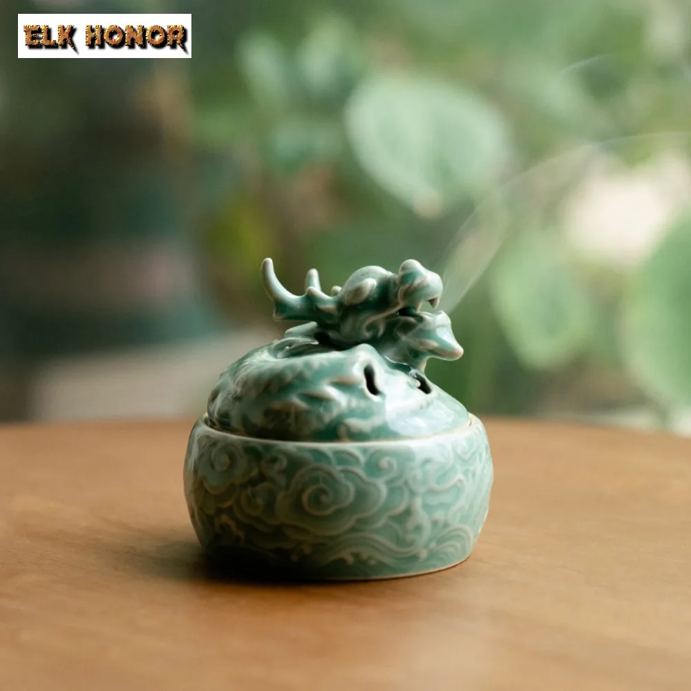 Imagem -06 - Celadon Incenso Titular Antique Dargon Nuvem Cachoeira Distribuidor Cheiro Doméstico Ornamento Acessórios Artesanais Yue Kiln