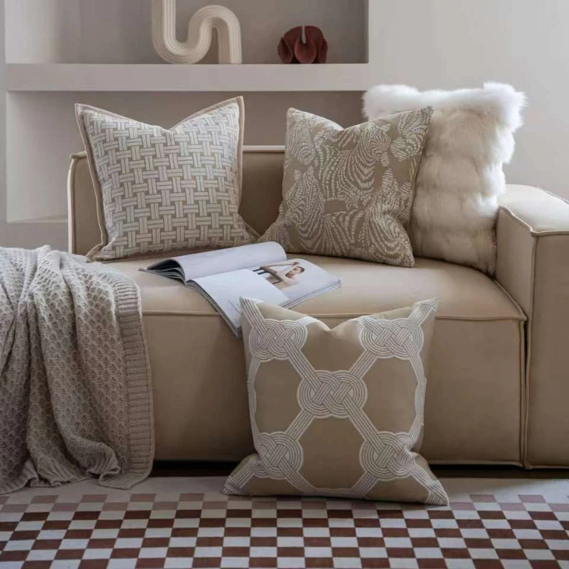 Premium French Luxury Cushion Cover Chenille Geometric Jacquard Sofa Pillow Case for Home Decor Throw Pillow Cover High Quality