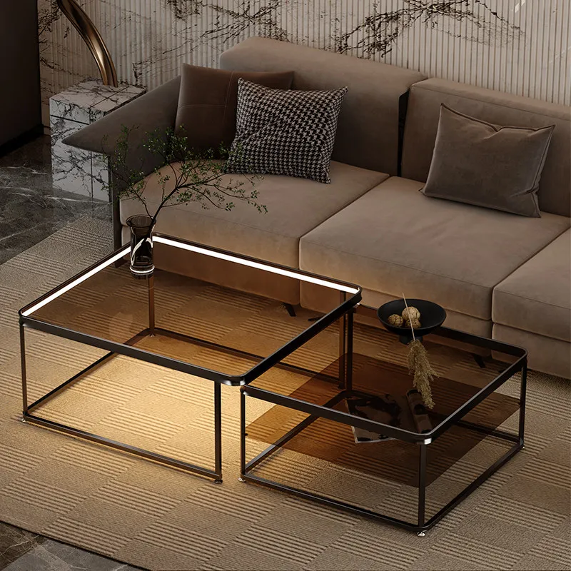 Light luxury coffee table living room home glass slate table modern simplicity