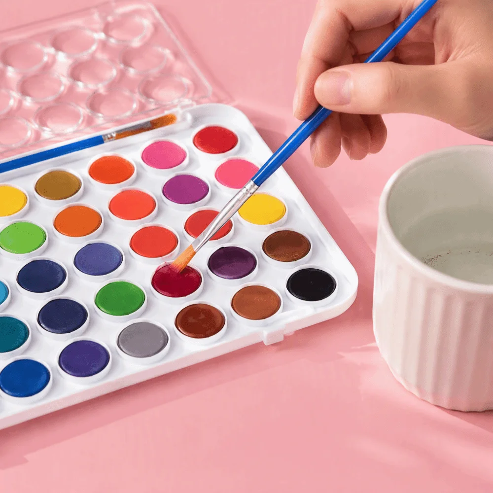 Solid Color Watercolor Paint Set Detachable Box 36 Colors Watercolor Paint Cakes Portable Student Quality Watercolour Cake