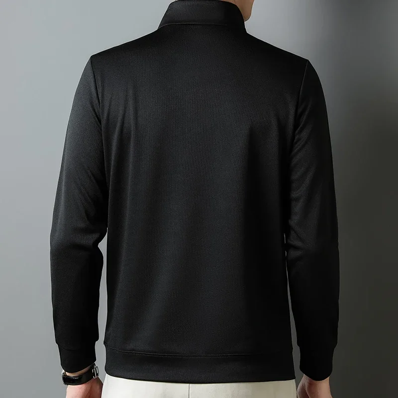 Suéter de manga larga con cremallera y cuello de pie para hombre, moda informal, nuevo