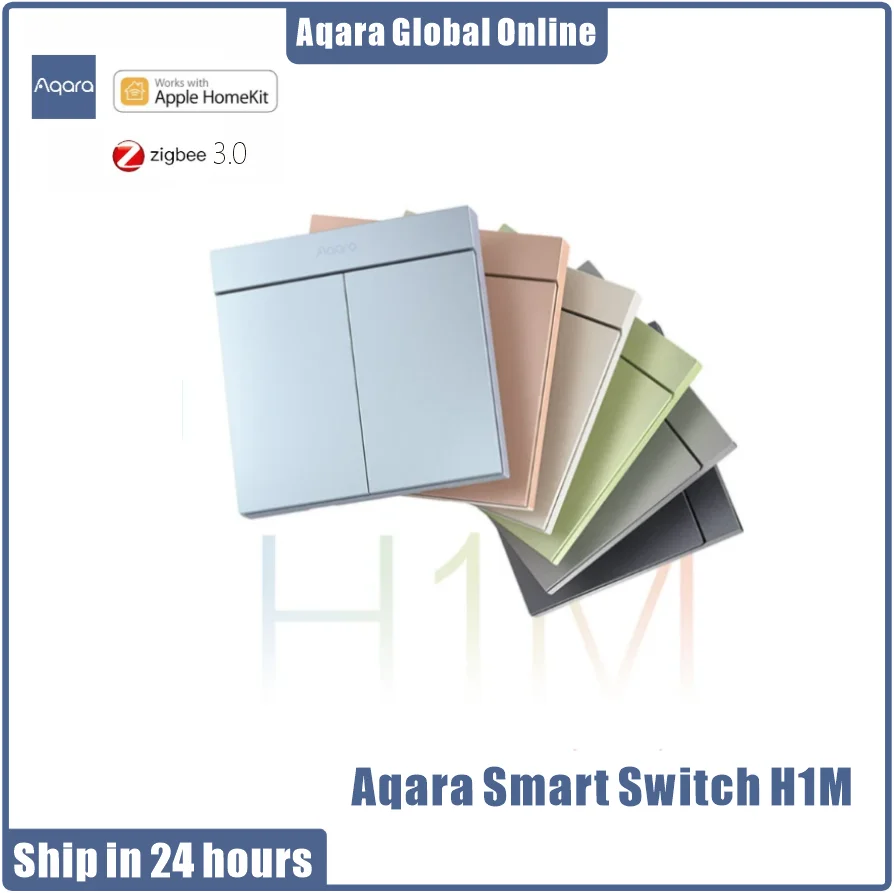 

Aqara Smart Wall Switch H1M Neutral MARS-Tech 6 Colors Wireless Key Light Switch Zigbee 3.0 Multiple Control Modes For Homekit