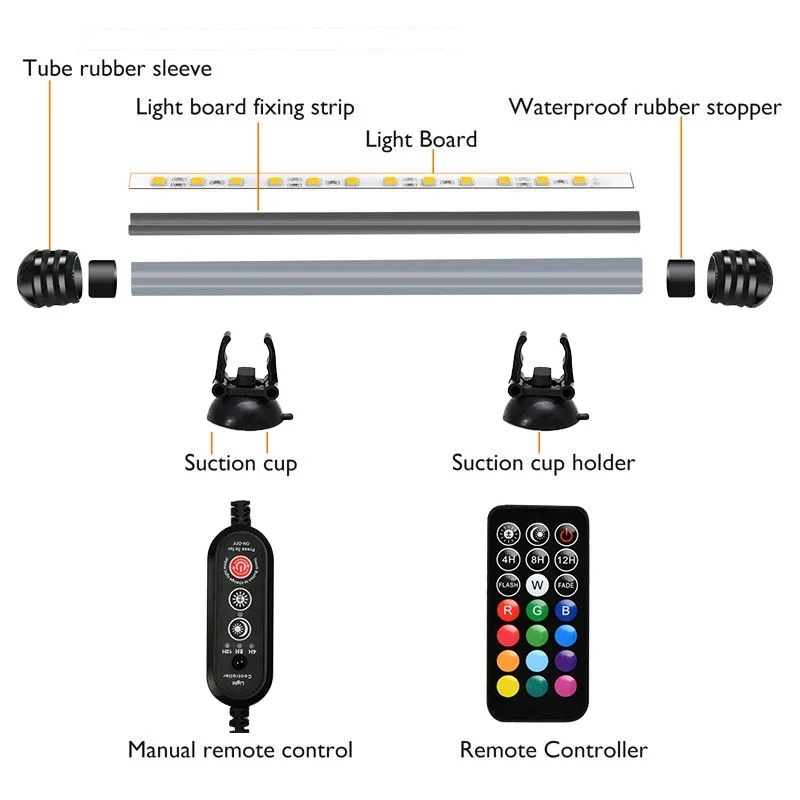 Lampe de plongée télécommandée pour aquarium, éclairage de croissance de plantes, lumière précieuse de poisson sous-marin, RVB, accessoires