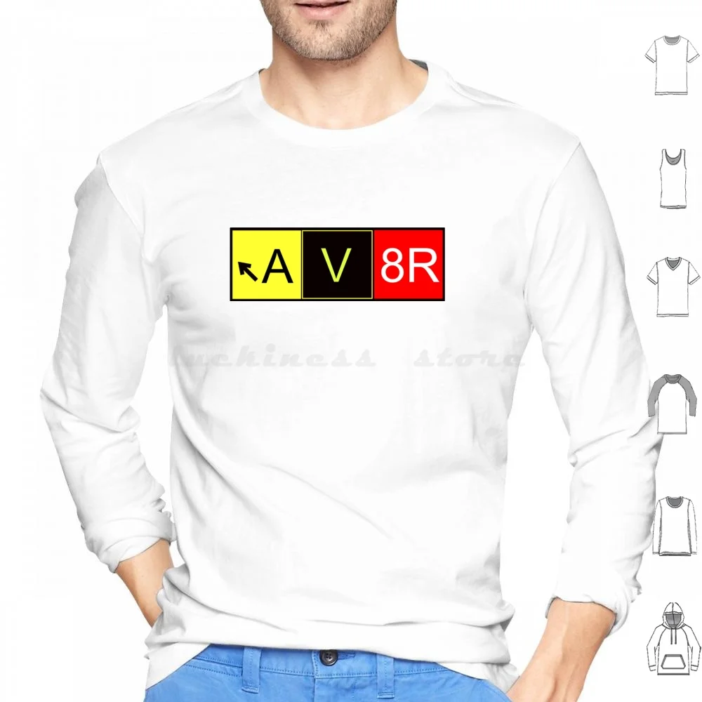 Av8r Hoodies Long Sleeve Av8r Aviator To Fly Plane Pilot Flying Cockpit Captain Taxiway Runway Tower Controller Cool