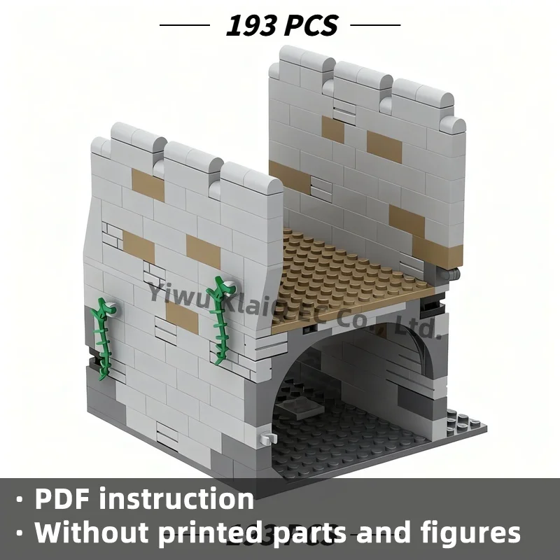 MOC Medieval Fortress Mid-Section Wall Building Blocks 193Pcs, Stone Castle Expansion Module Bricks Adults