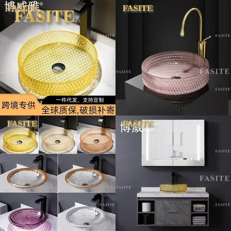 For Bathroom Die Casting Light Luxury Glass Wash Basin Crystal Table Basin Modern Vanity Sink Elegant Home Decor