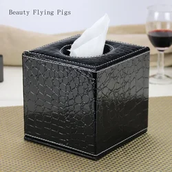 Modern minimalism creative square leather tissue box, roll paper tube, home, restaurant, napkin drawer car tissue holder