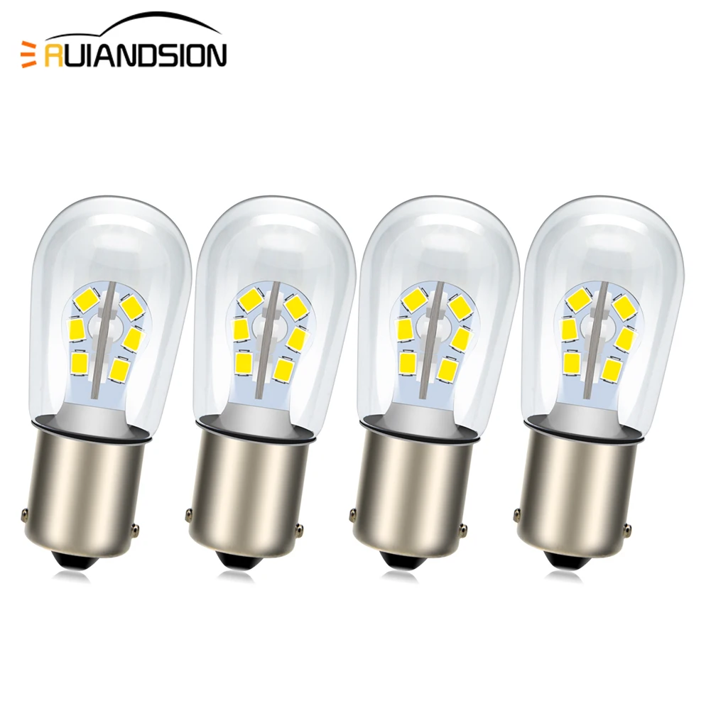 

НОВЫЕ Ruiandsion 4 шт. BA15D светодиодные лампы 1156 BA15S P21W Автомобильные задние указатели поворота, стоп-сигналы заднего хода, 6 В 24SMD, белые 650LM