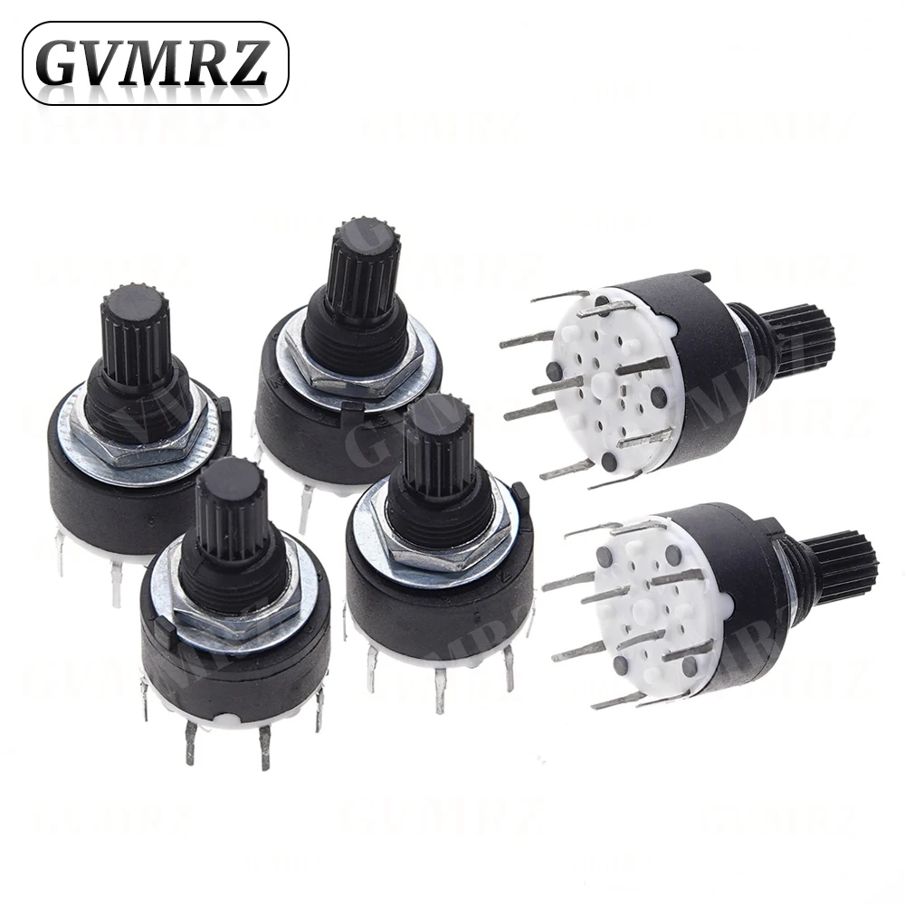1PCS SR16 Plastic 16MM Rotary Band switch 2 Pole 3 4 position 1 Pole 5 6 8 Position Handle Length 15MM Axis band switch