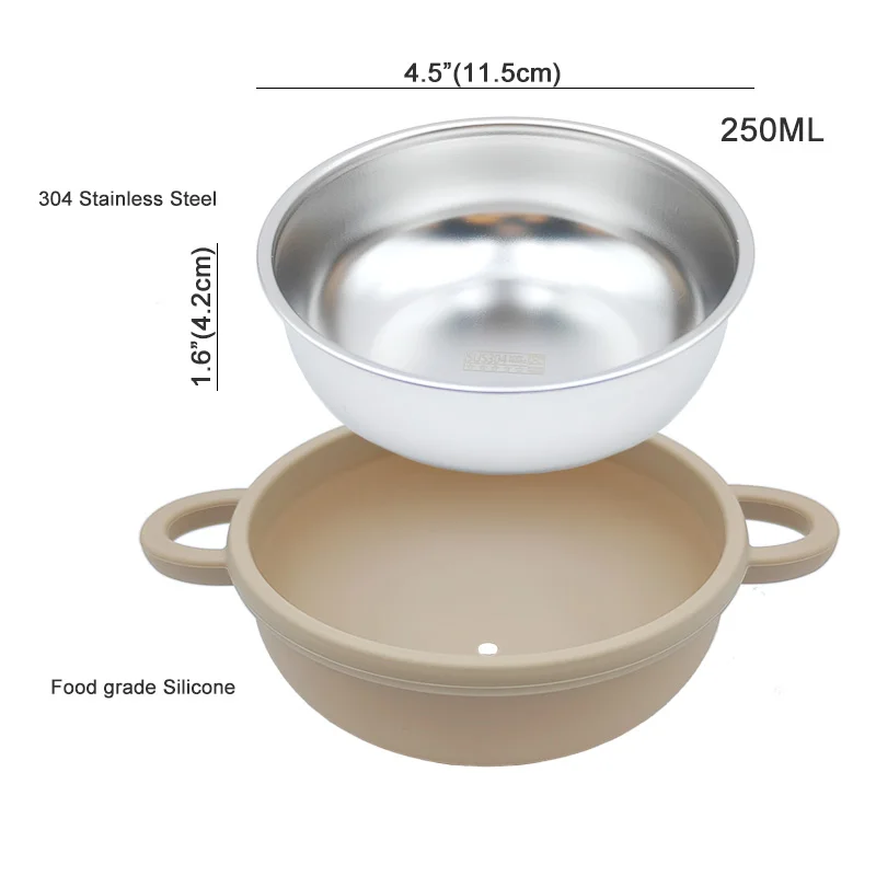 ชุดให้อาหารเด็กจานสแตนเลสชามช้อนถ้วยดูดซิลิโคนชุดอาหารซิลิโคนสําหรับเด็กซิลิโคนบนโต๊ะอาหารเด็ก