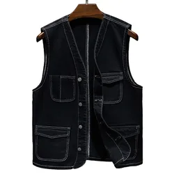 Denim Vest Men's Jacket Cotton men Clothing Waistcoat men Summer Jeans Jacket men veste homme Korean veste sans manche fashion