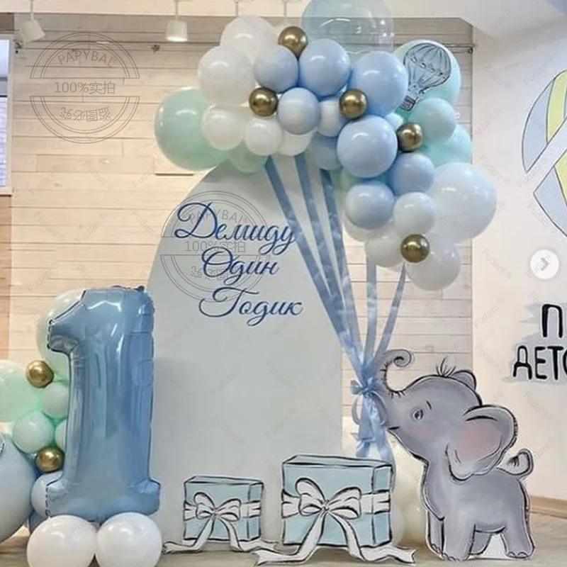 59 Stück 40 Zoll blaue Zahl Elefant Stern Folienballons 1. Geburtstag Partydekorationen Kinder Junge 1 2 3 4 5 6 7 8 9 Jahre altes Zubehör