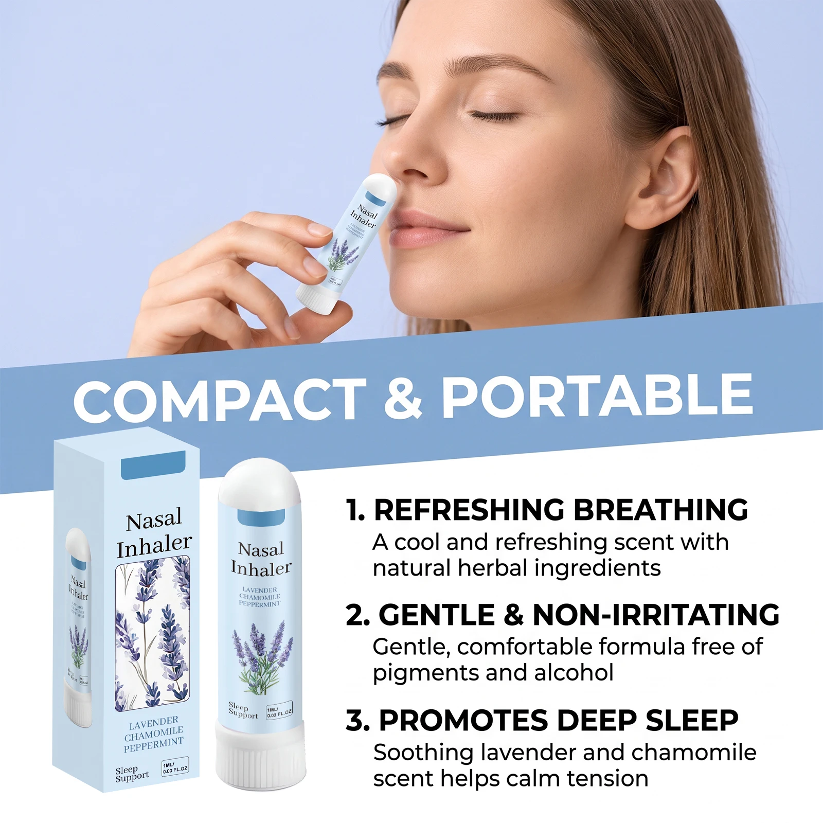 Herbal Nasal Inhaler Stick Deep Nourishing Stress Relief Mood Calm Sleep Aid Refreshing Relieves Shortness Breath Purifier Care