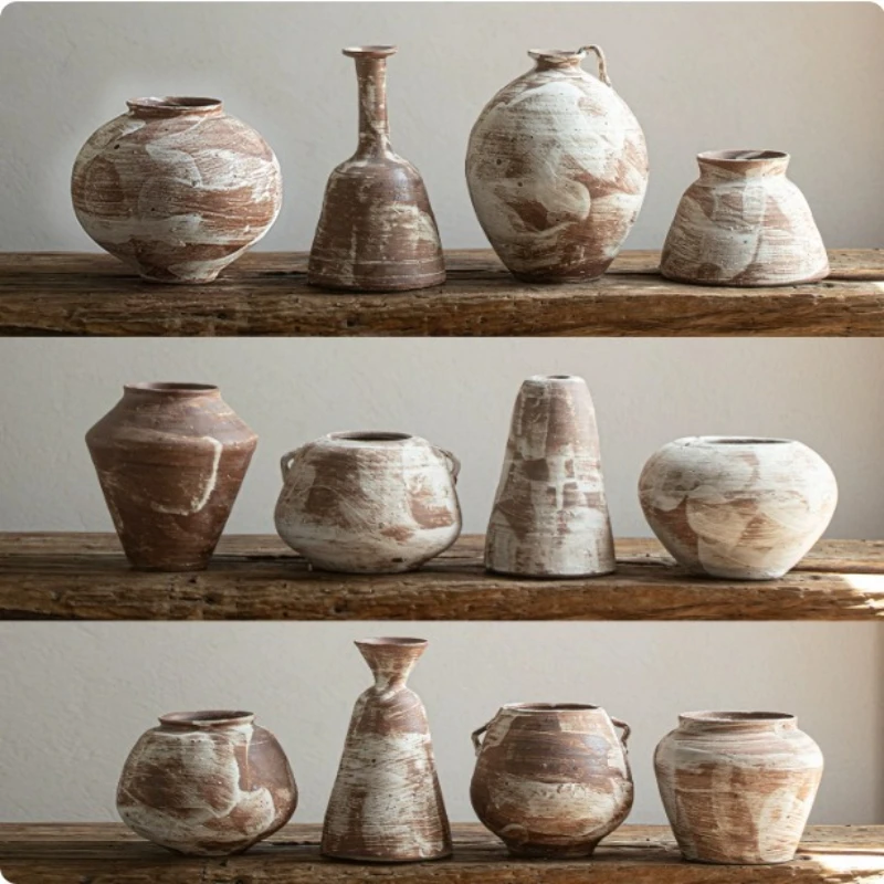 Retro and Nostalgic Handmade Ceramic Vases, Homestay Hotels, Zen Inspired Flower Arrangements, New Chinese Style Decorations