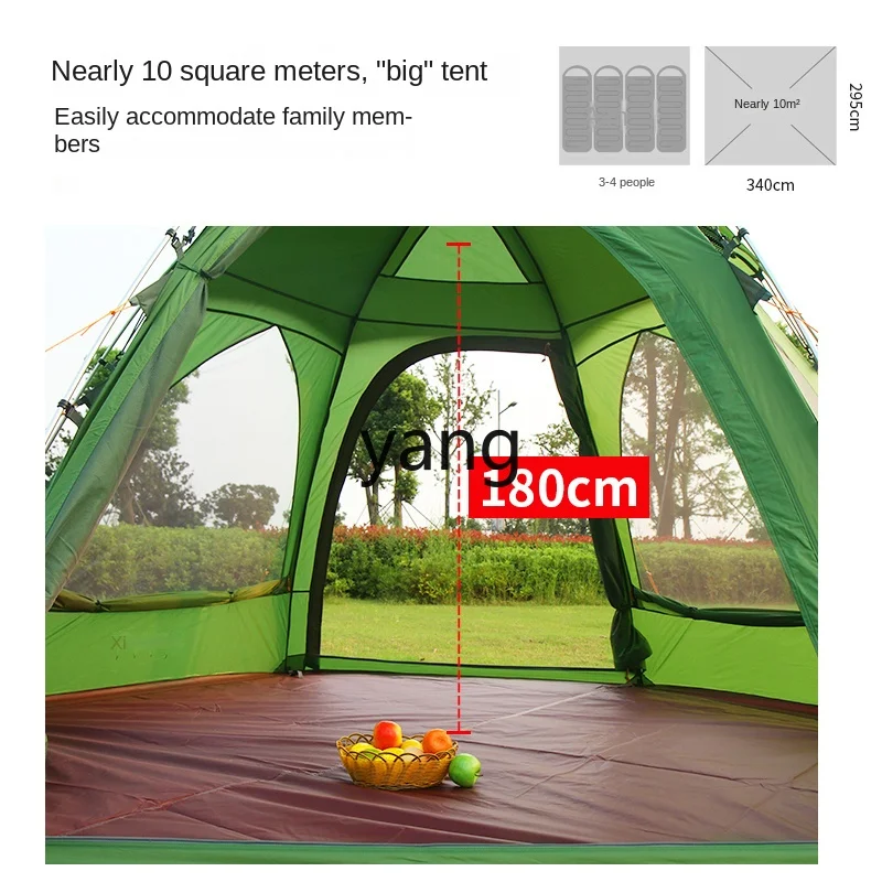 Yjq Outdoor Camping 3-4 People Rain-Proof Thickened Four Seasons Double-Layer Aluminum Pole Self-Driving Camping Equipment Tent