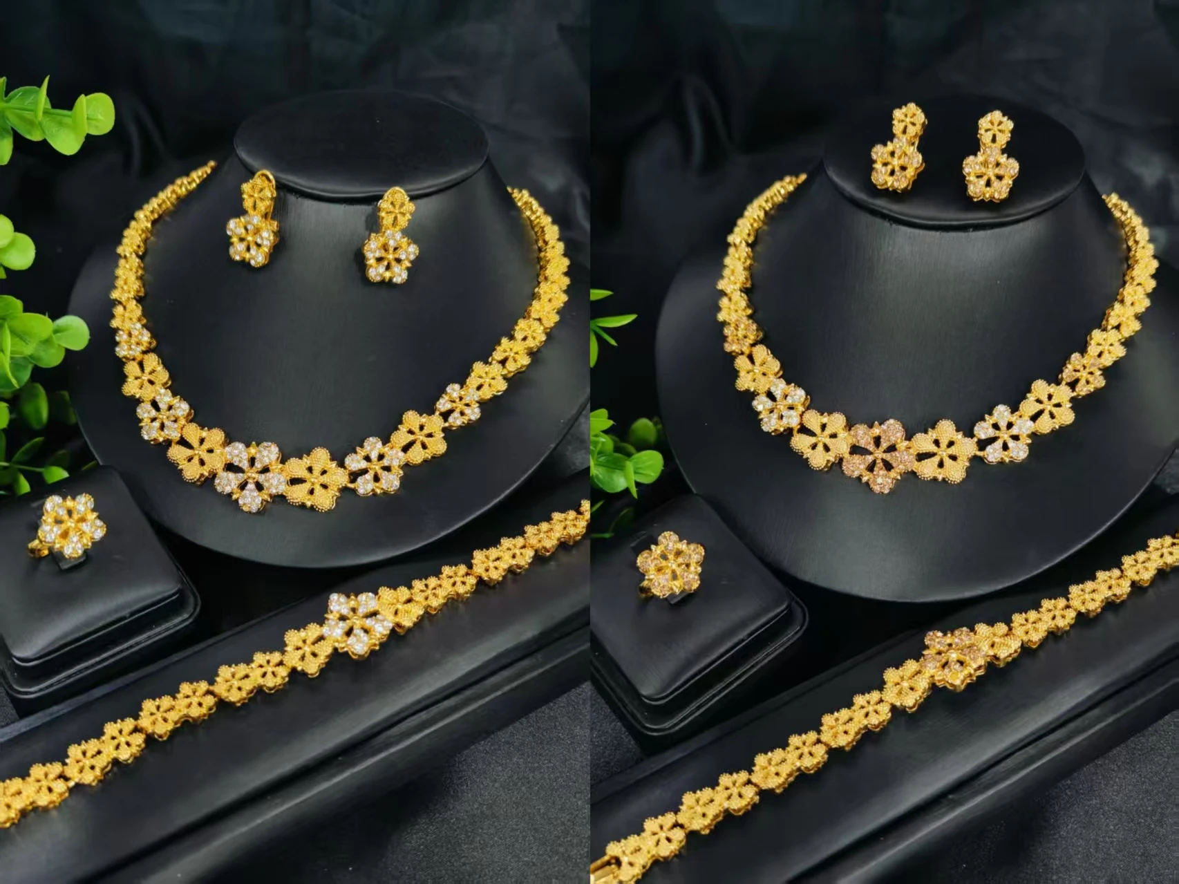 

Fashion Luxury Necklace Earrings Ring Bracelet Set Women Party Anniversary Gift For Wedding Jewelry Set