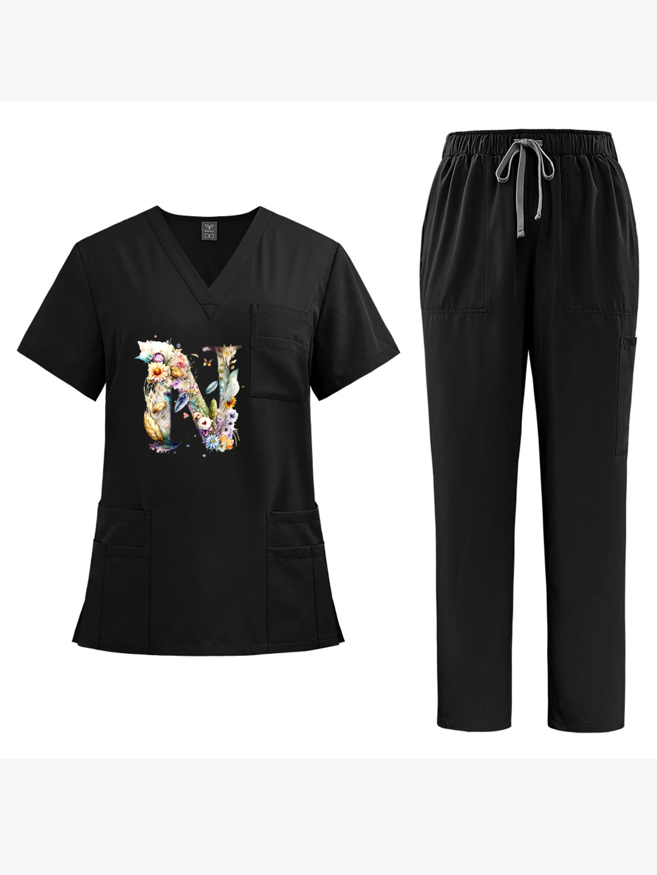 Unisex V-Neck Short-Sleeve Workwear Restaurant Waiter Set Breathable Wrinkle-Resistant Catering Overalls