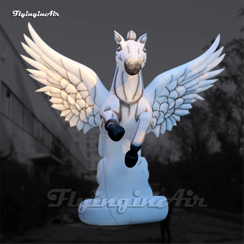 

6m Outdoor Large White Inflatable Pegasus Air Blow Up Replica Of Flying Horse Statue With Wings For Stage Decoration