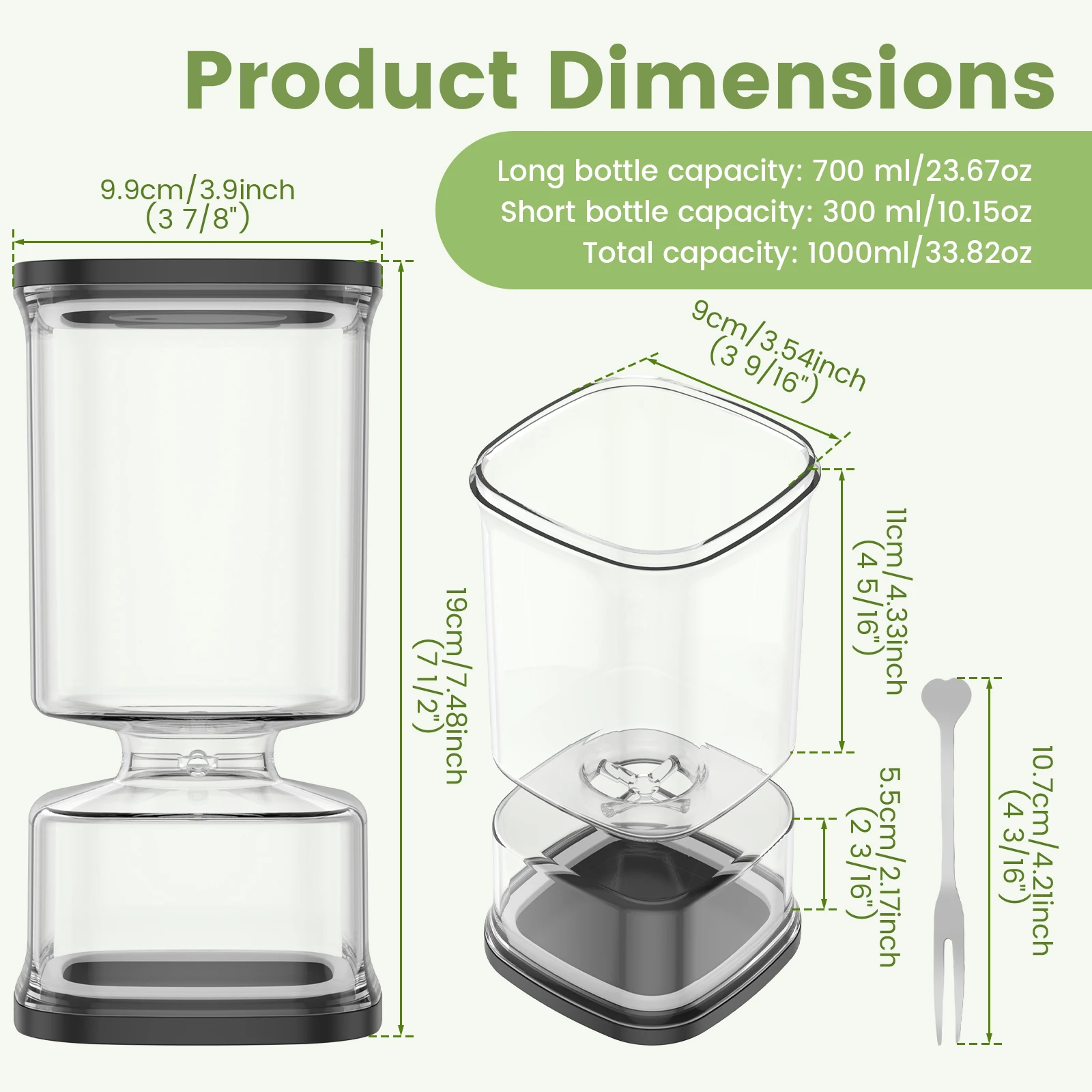 Glass Pickles Jar with Lids Strainer Olives Hourglass Jug Food Storage Kimchi Container Jalapenos Fermentation Kitchen Separator