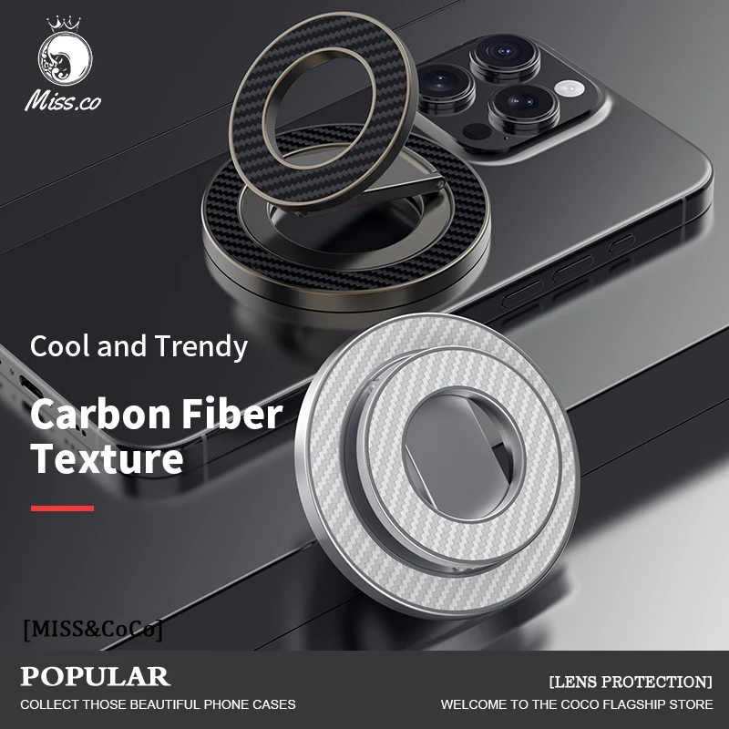 

Двусторонний магнитный держатель для телефона из углеродного волокна 2026 для iPhone 12-17 серии для MagSafe, магнитная подставка для сотового телефона