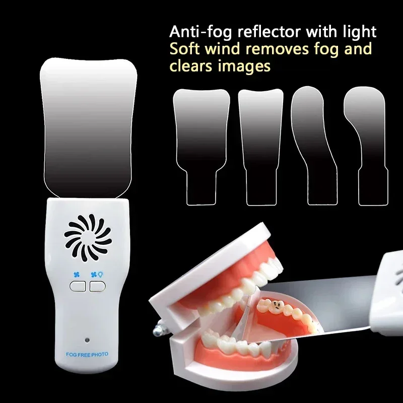 Orthodontic Mirror with Light, Anti Fog, Double-sided Stainless Steel Reflector for Orthodontic Photography