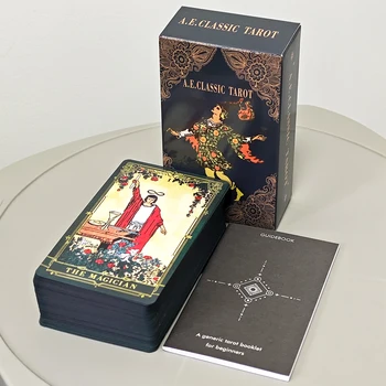 A.E. Classic Tarot 78 Pcs Rider Waite System Tarot Cards with Gilded Edges Dark Green with Guidebook for Beginners 10.3*6cm