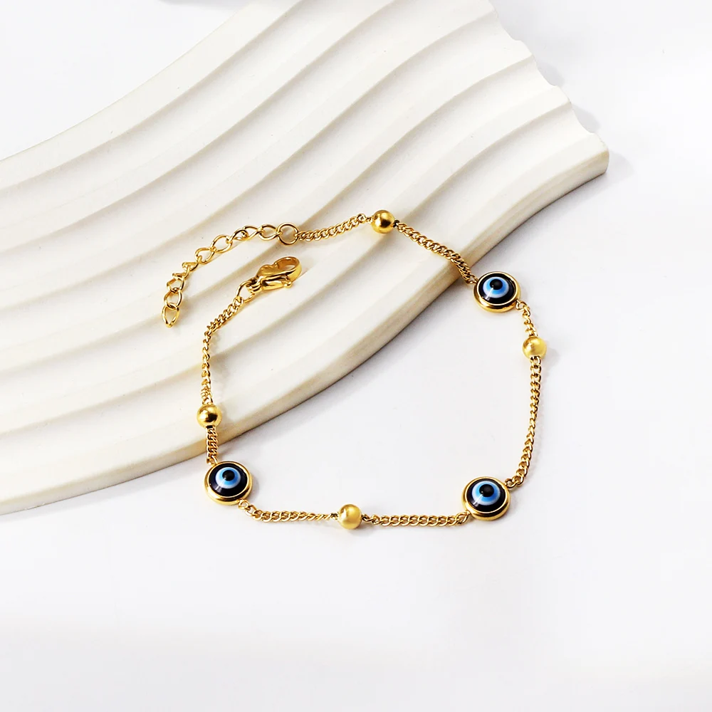 ASON Blue Evil Eye bracciale per donna bracciale a catena in acciaio inossidabile gioielli di moda turchia Lucky Wrist regalo impermeabile per