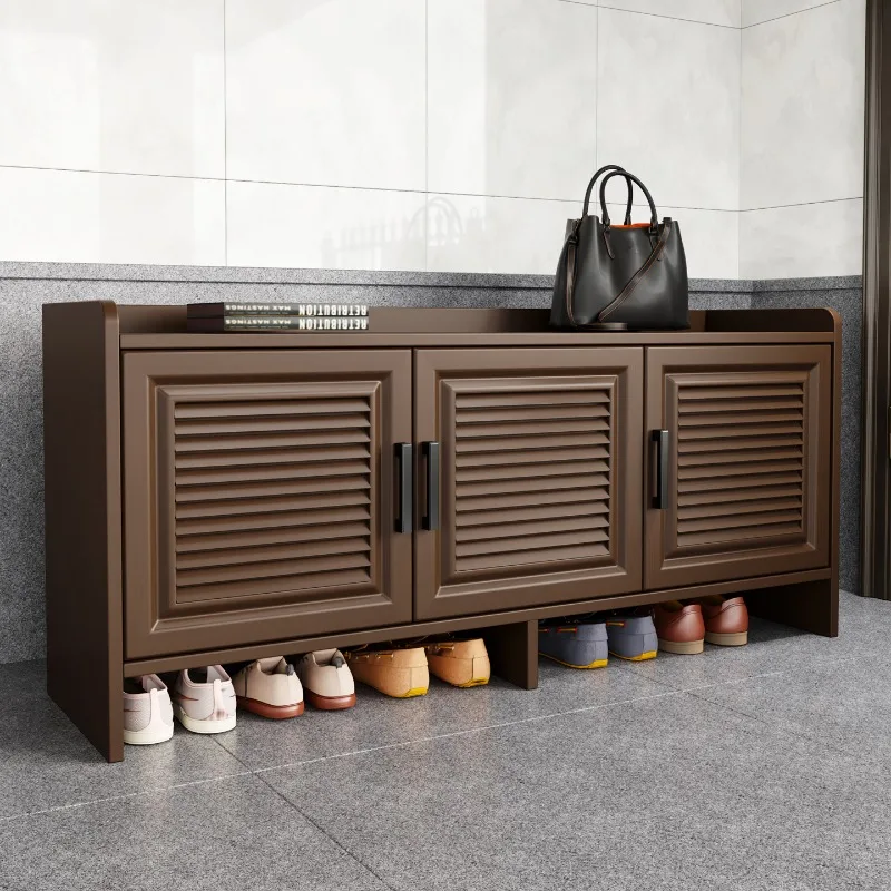 Coffee-colored all-aluminum alloy shoe changing stool outdoor sunscreen waterproof large capacity customized door wearing shoes