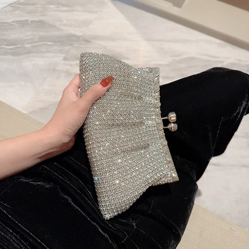 Women Luxury Rhinestone Evening Clutch Bag Detachable Chain Wedding Purse Prom Banquet Handbag Female Elegant Party Shoulder Bag