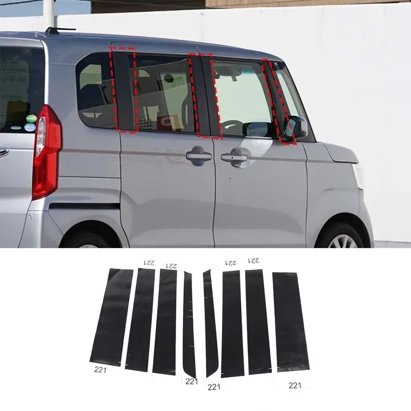 For Honda N-BOX 2017-2021 PVC Polyvinyl Chloride Carbon Fiber Style Car Center Pillar A Pillar B Pillar Decorative Sticker