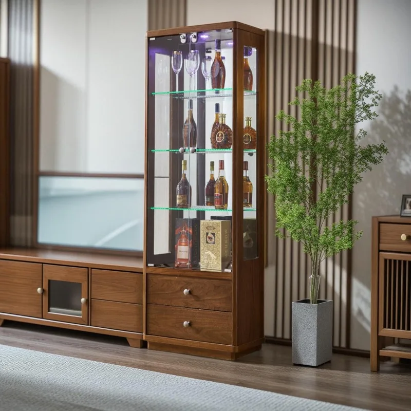 Wine cabinet Modern simple living room against the wall Red wine cabinet with lock glass display Decoration cabinet
