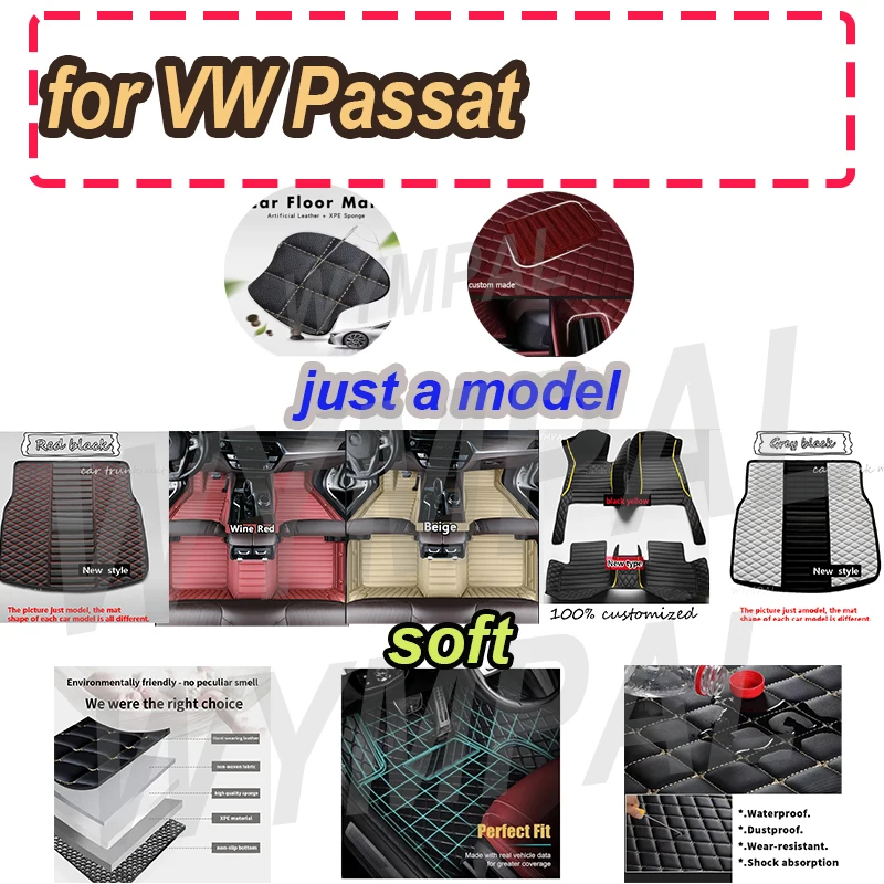 

LUXURY Car Floor Mats For Passat 2019 2018 2017 2016 2015 2014 2013 2012 Auto Interior Styling Waterproof Carpets