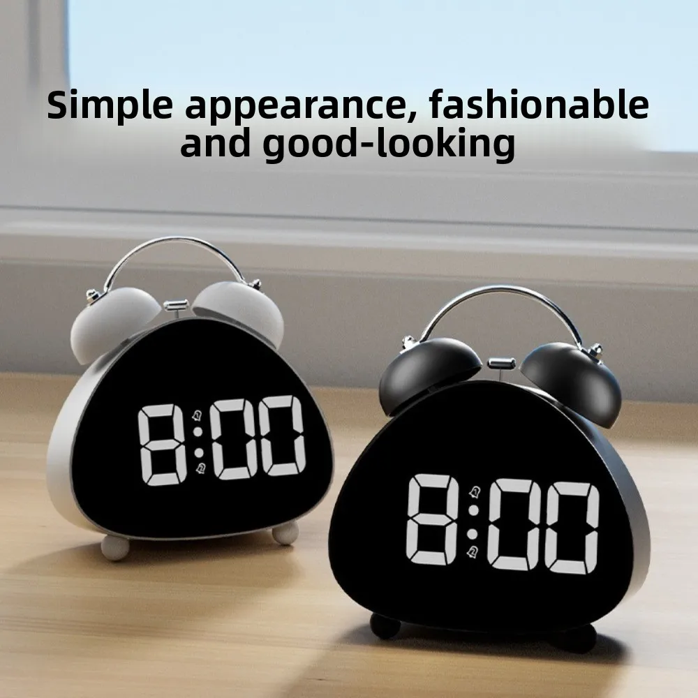 LED Electronic Display LED Clock Mechanical Ringing Super Loud Sound Electronic Clock Vintage Plastic Tabletop Clock Home Use