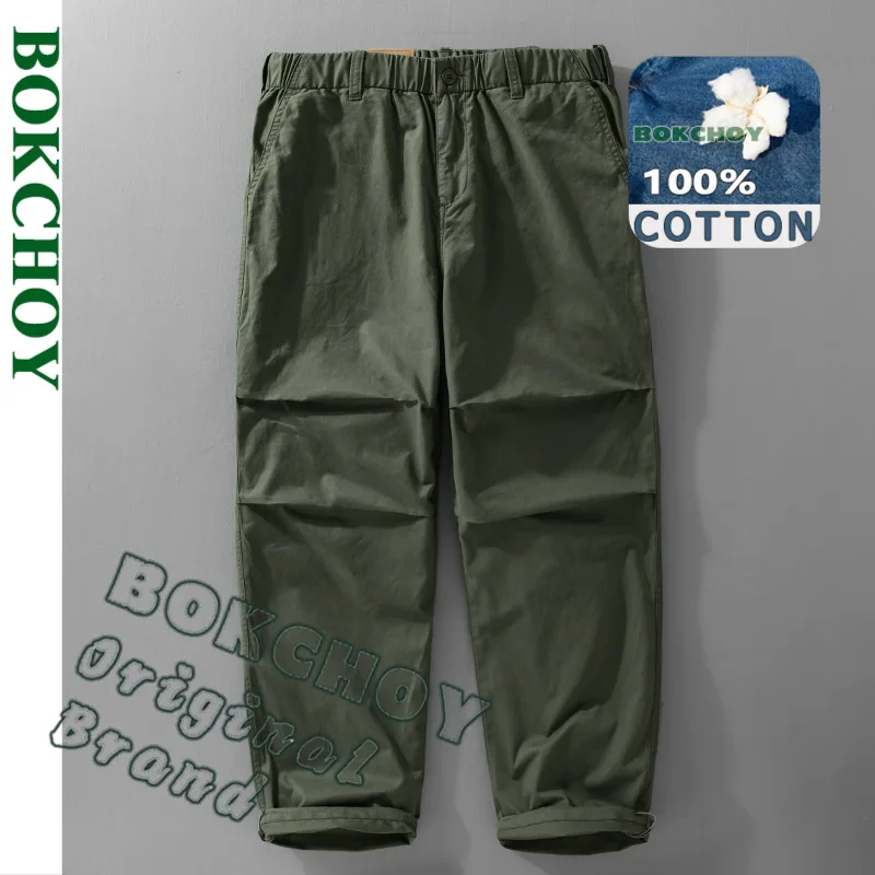 

2024, весна-лето, новые повседневные прямые брюки из 100% хлопка для мужчин, одежда, однотонные повседневные мужские брюки FY7635